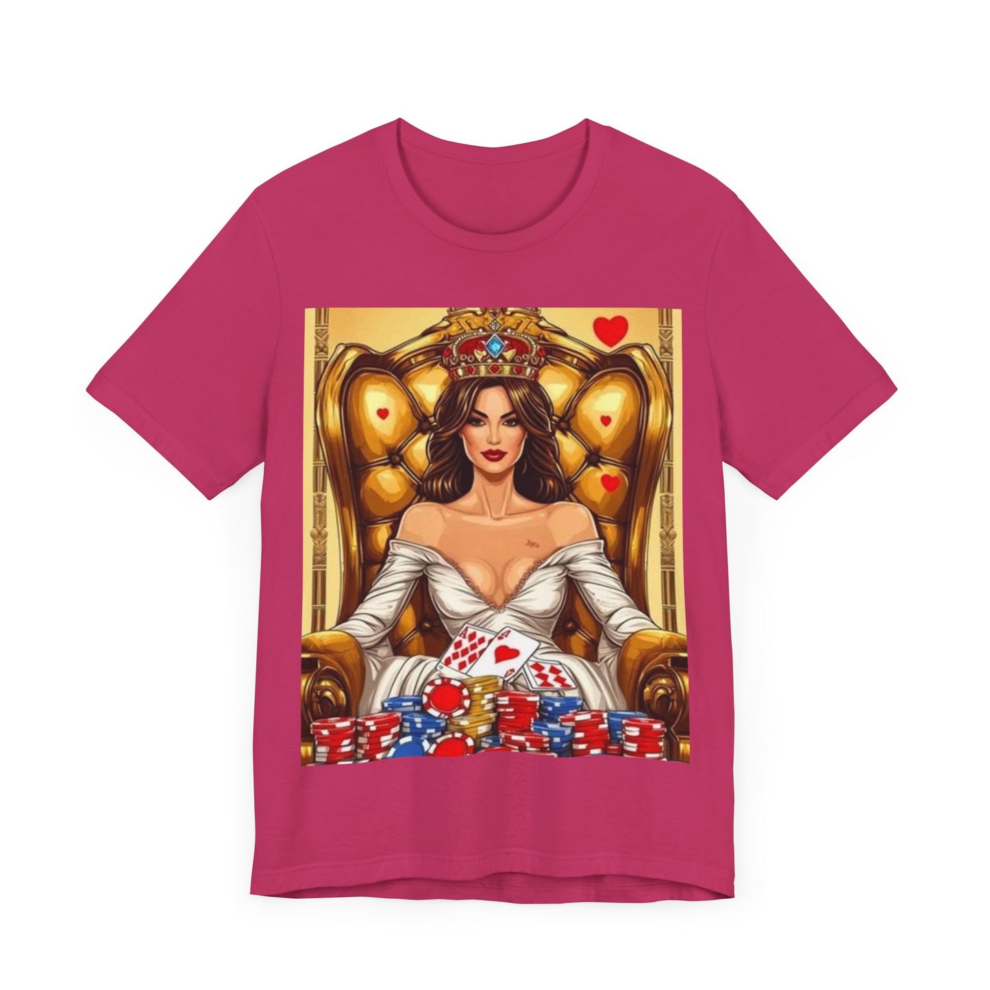 Card Queen Unisex Short Sleeve Tee. Lady luck, poker players, gamblers