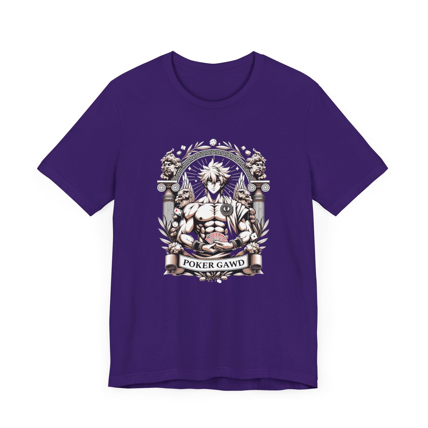 Poker Gawd Graphic t-shirt unisex short sleeve tee. For fashion, luck, poker players, and gamblers