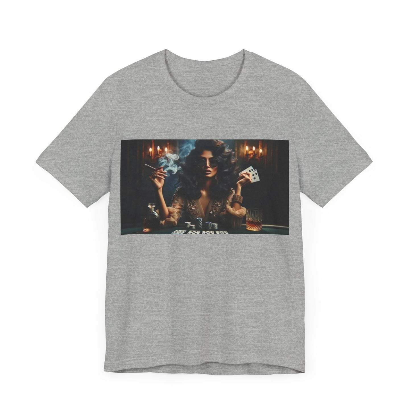 Lady luck Unisex Short Sleeve Tee for Luck, card players, poker players and gamblers