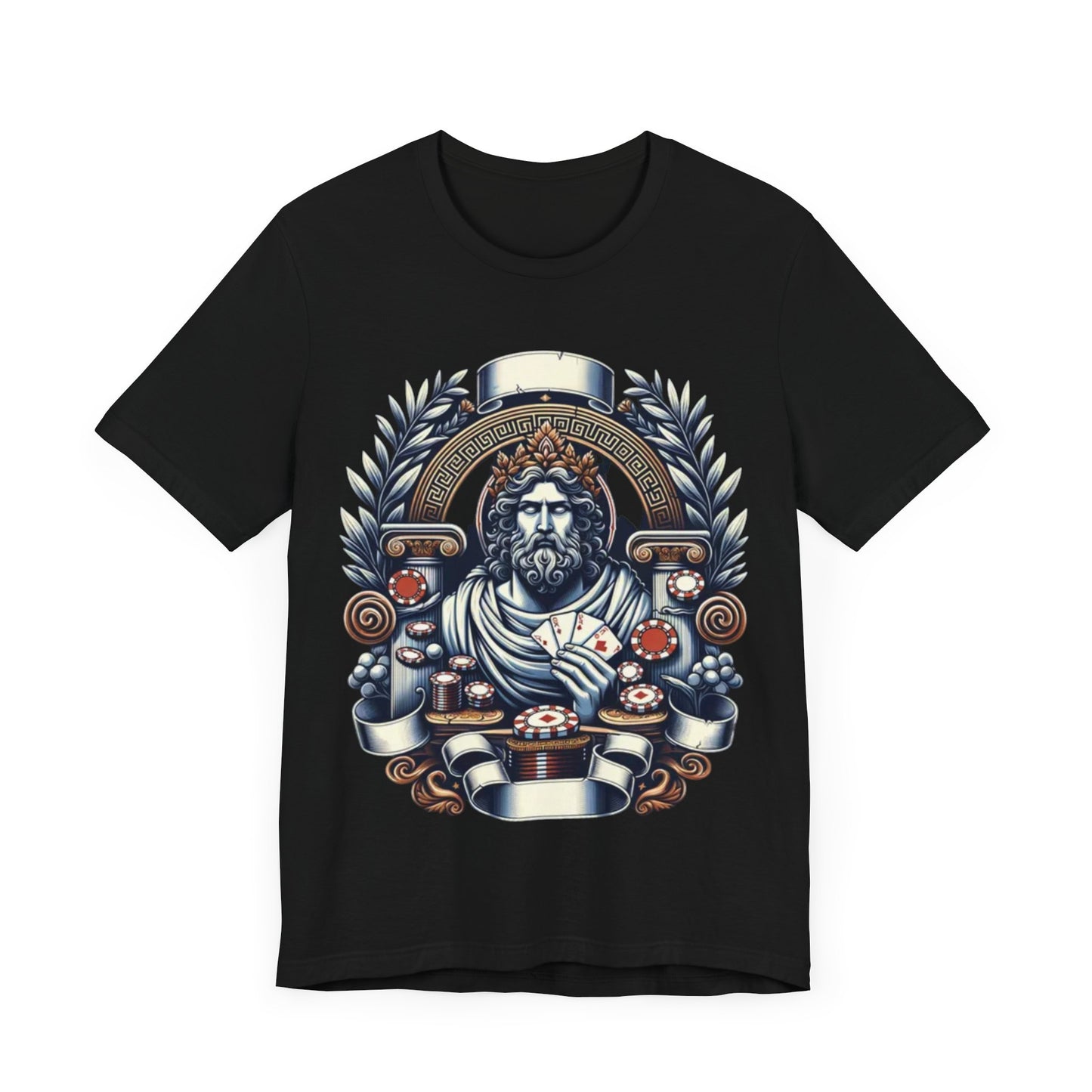 Poker Gawd Graphic t-shirt unisex short sleeve tee. For fashion, luck, poker players, and gamblers
