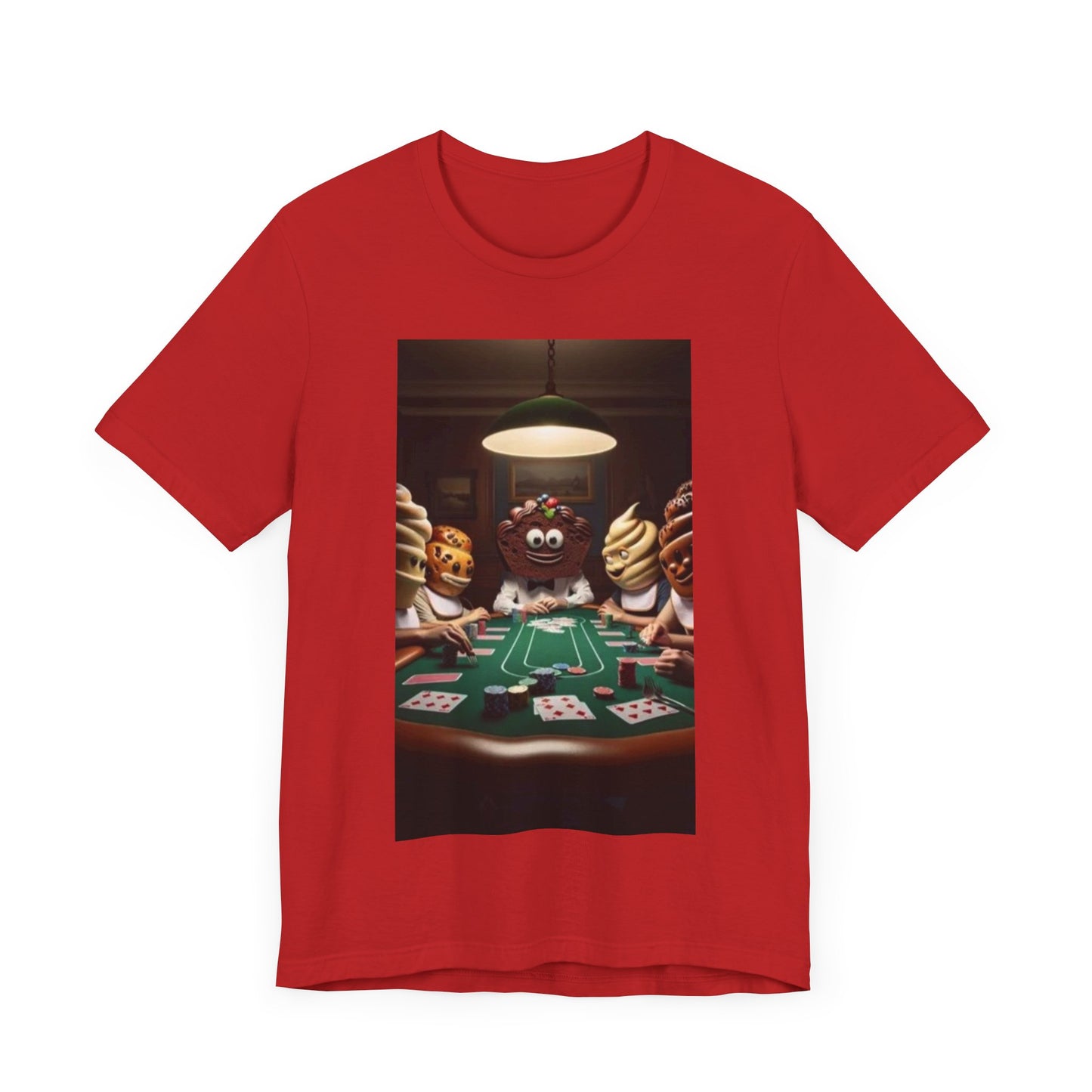 Poker Cake Pastelito Unisex Short Sleeve Tee. Lucky, good luck, poker players, gamblers. Pastel, pastelito, cake series