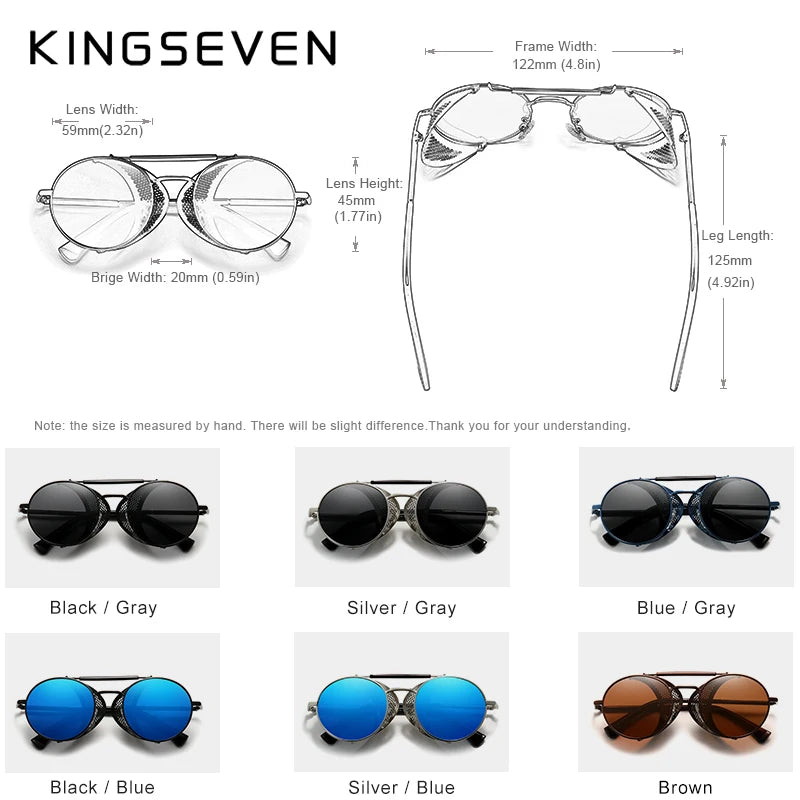 Genuine Retro round Steampunk Sunglasses Men Retro Women Sun Glasses Shades Vintage Travel Eyewear Gafas De Sol 7550