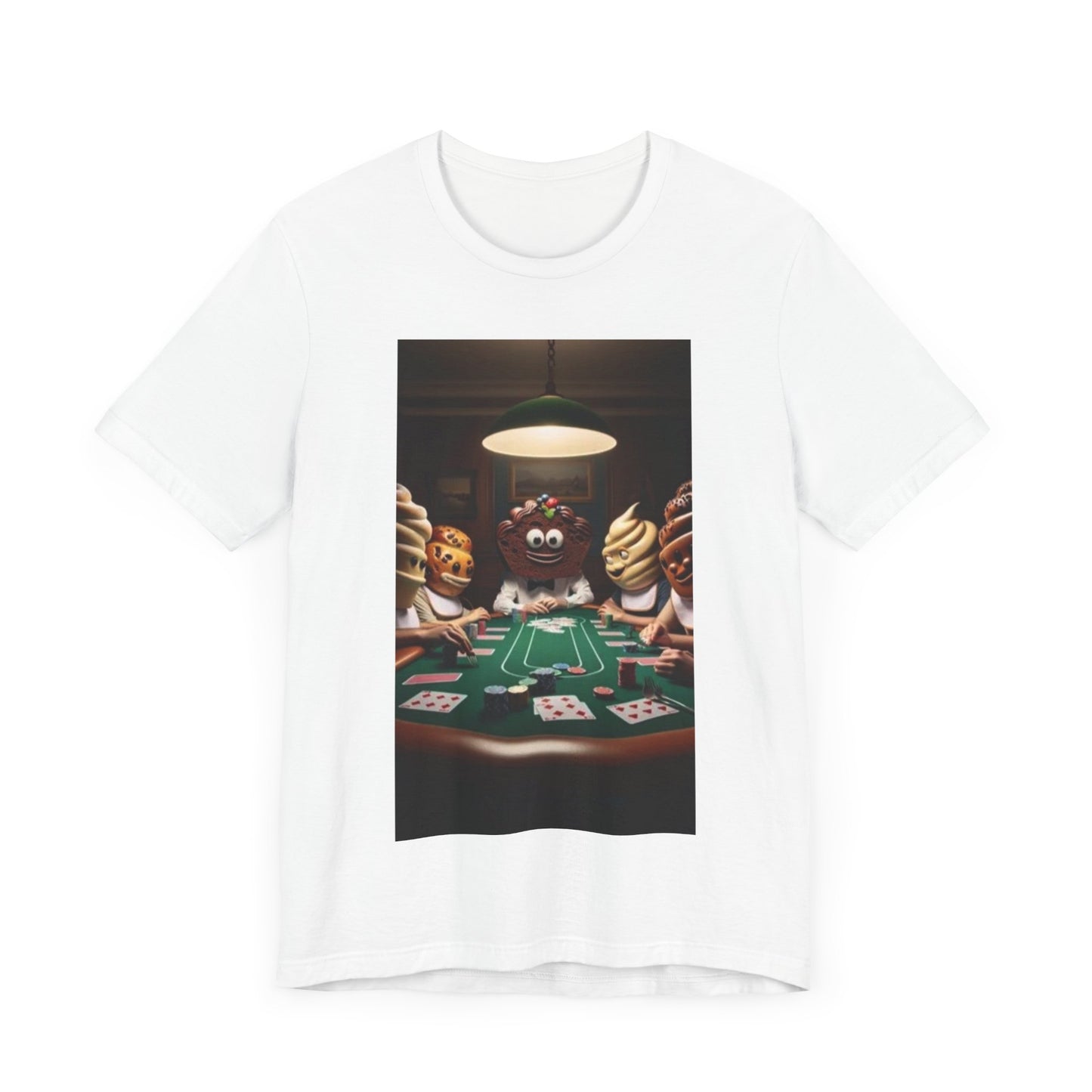 Poker Cake Pastelito Unisex Short Sleeve Tee. Lucky, good luck, poker players, gamblers. Pastel, pastelito, cake series