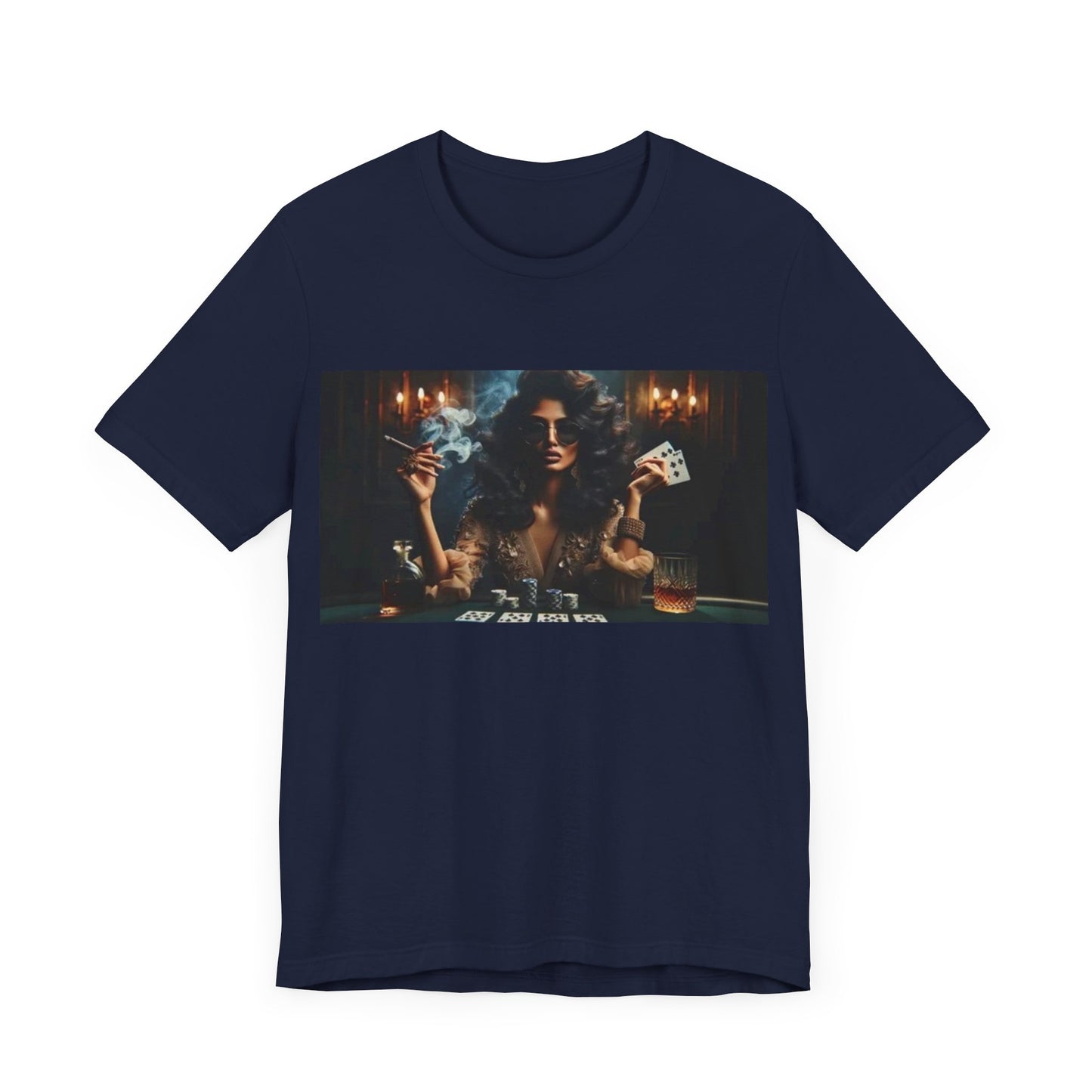 Lady luck Unisex Short Sleeve Tee for Luck, card players, poker players and gamblers
