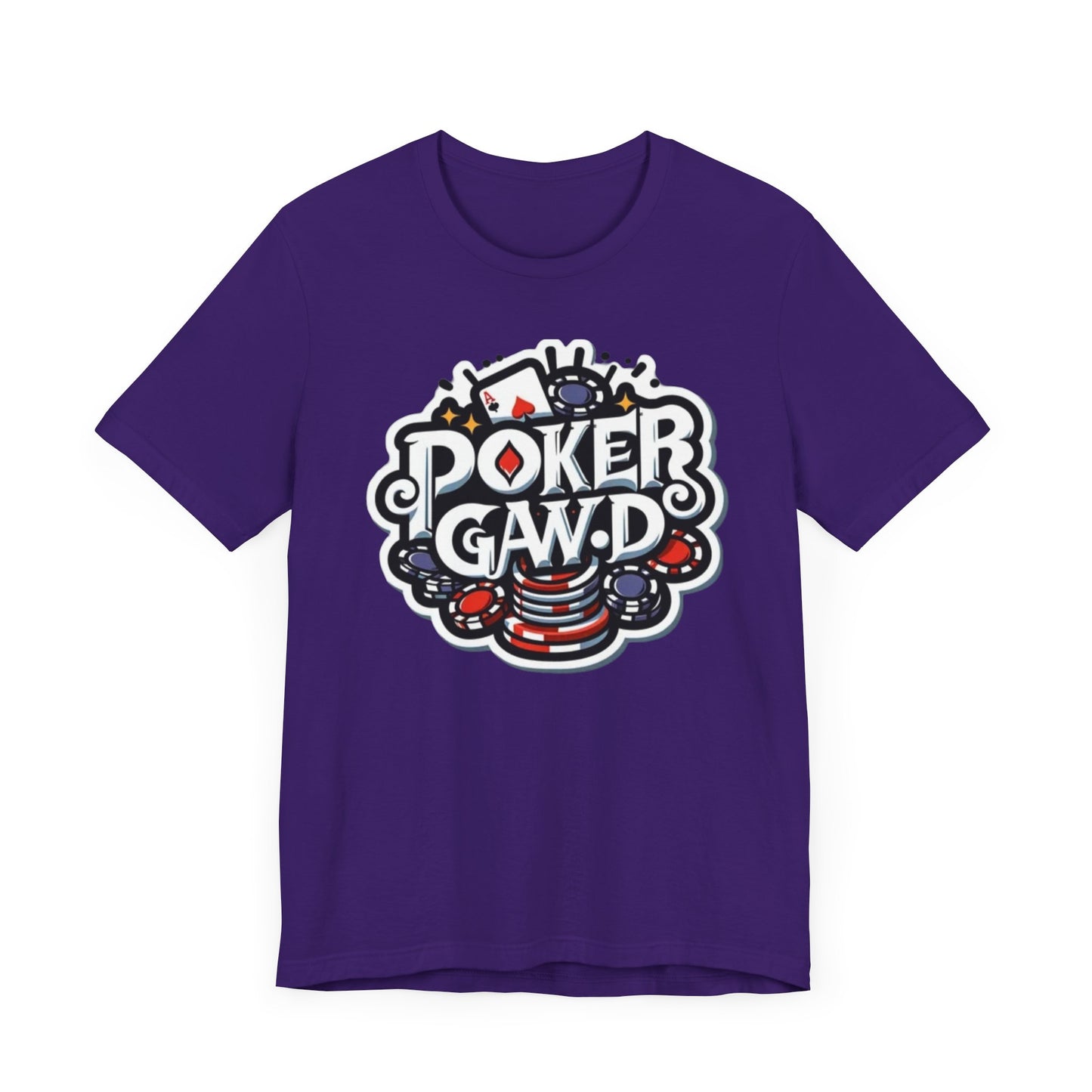 Poker Gawd Graphic t-shirt unisex short sleeve tee. For fashion, luck, poker players, and gamblers