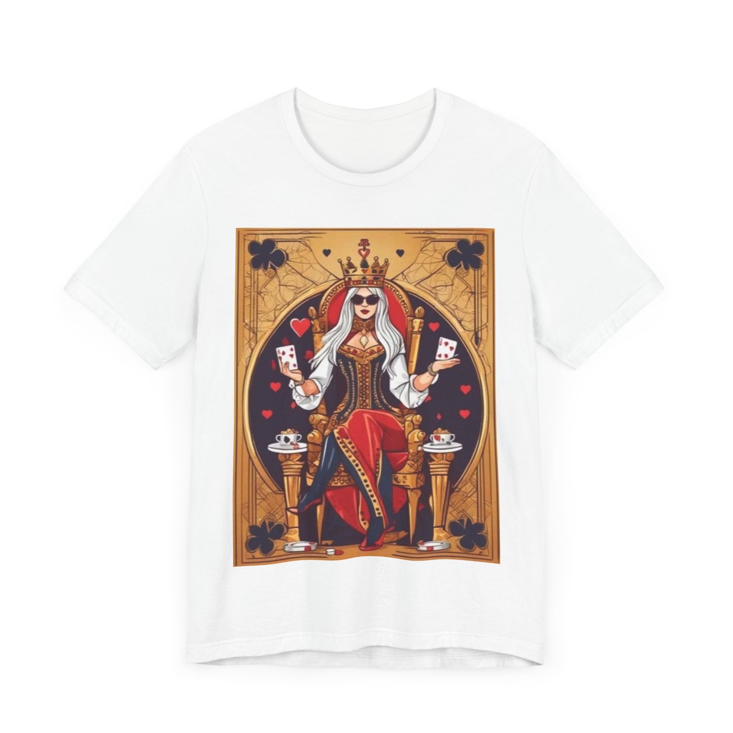 Card Queen Unisex Short Sleeve Tee. Lady luck, poker players, gamblers