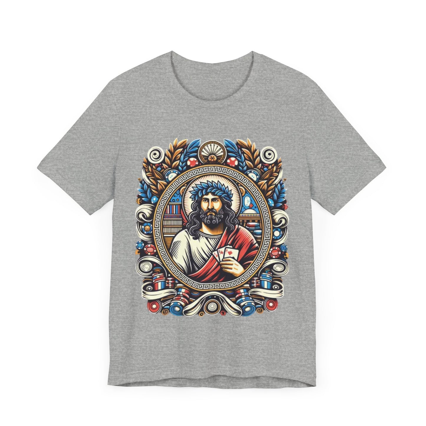 Poker Gawd Graphic t-shirt unisex short sleeve tee. For fashion, luck, poker players, and gamblers