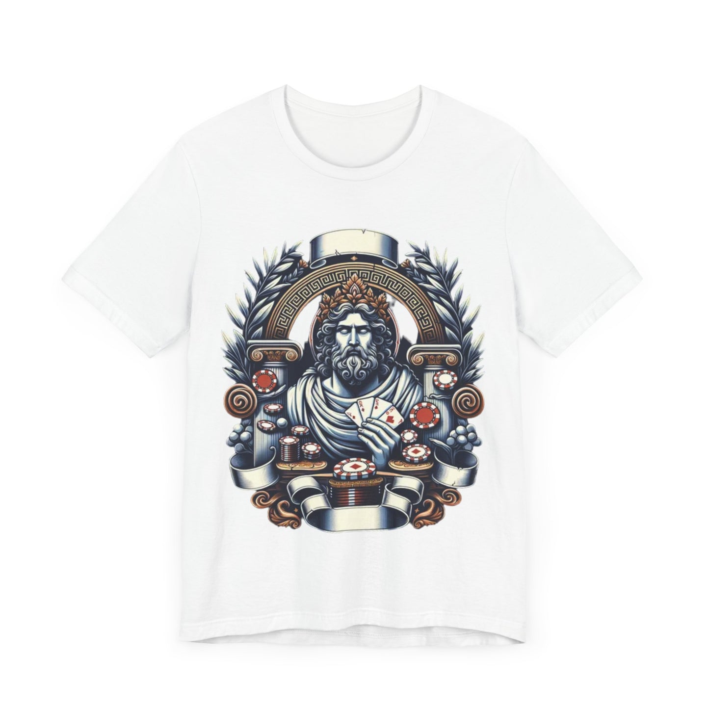Poker Gawd Graphic t-shirt unisex short sleeve tee. For fashion, luck, poker players, and gamblers