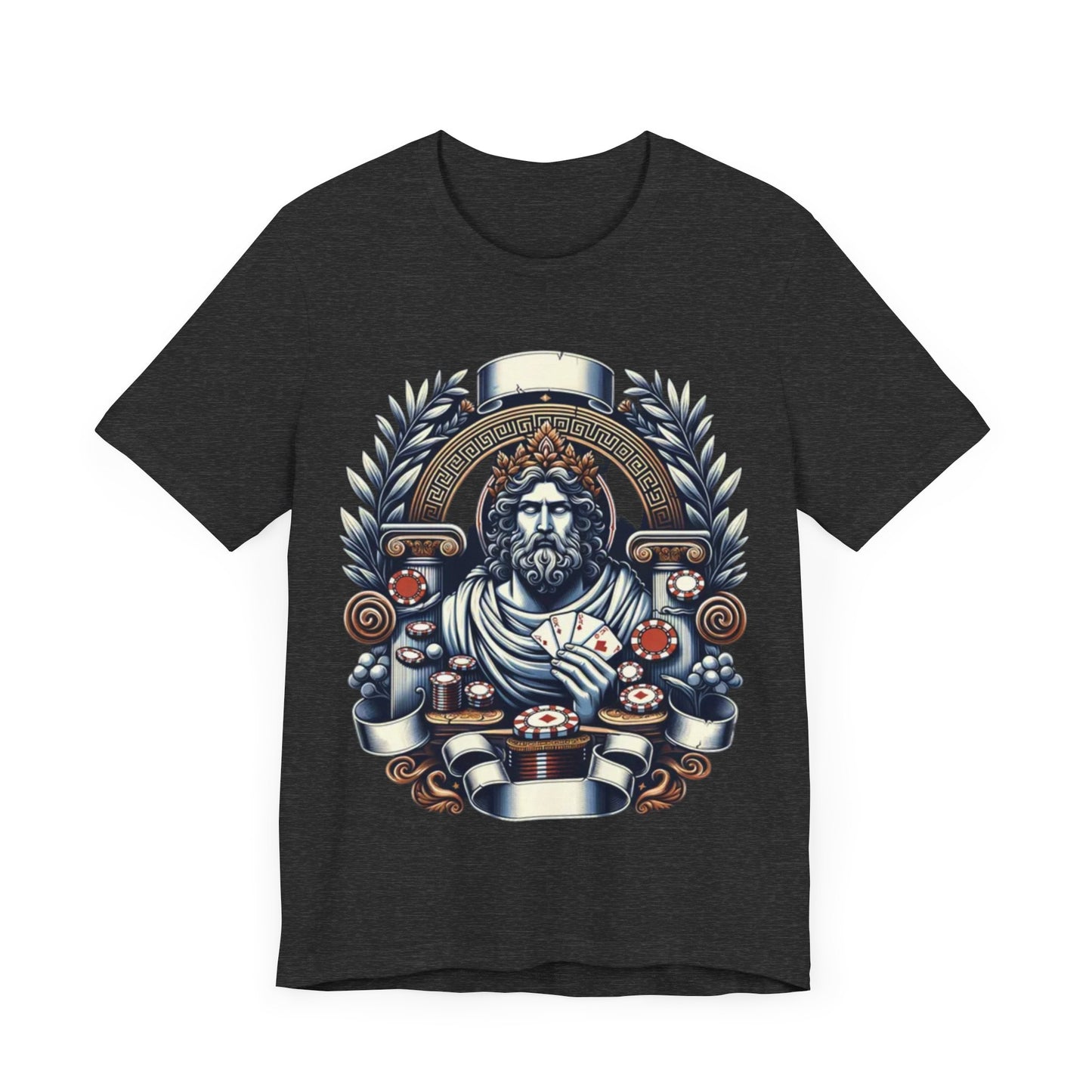 Poker Gawd Graphic t-shirt unisex short sleeve tee. For fashion, luck, poker players, and gamblers