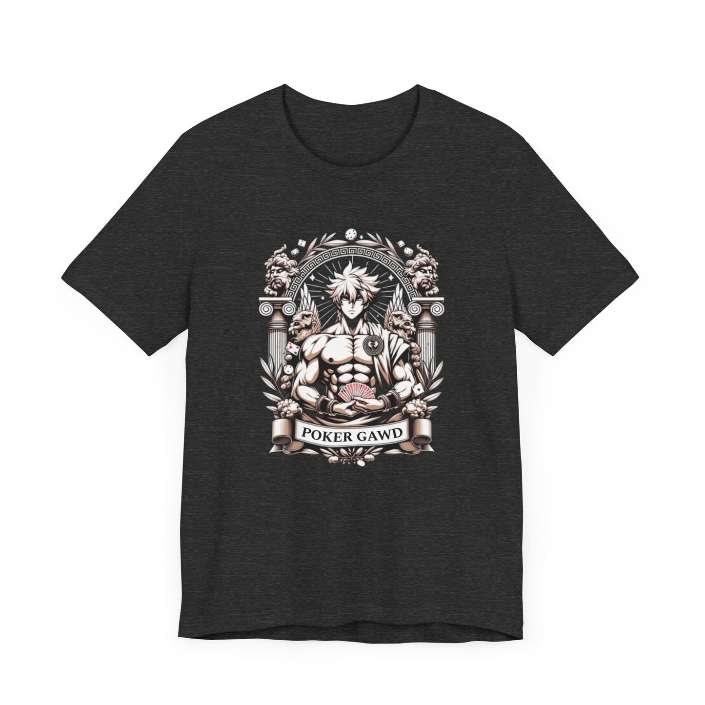 Poker Gawd Graphic t-shirt unisex short sleeve tee. For fashion, luck, poker players, and gamblers