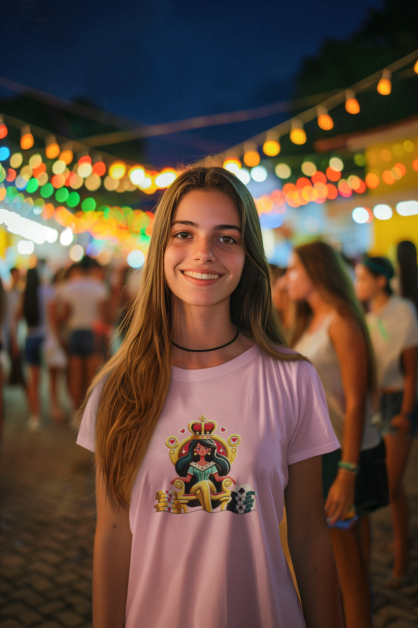 Gamblers Queen Short Sleeve Tee, Lady Luck, Poker, Gambler
