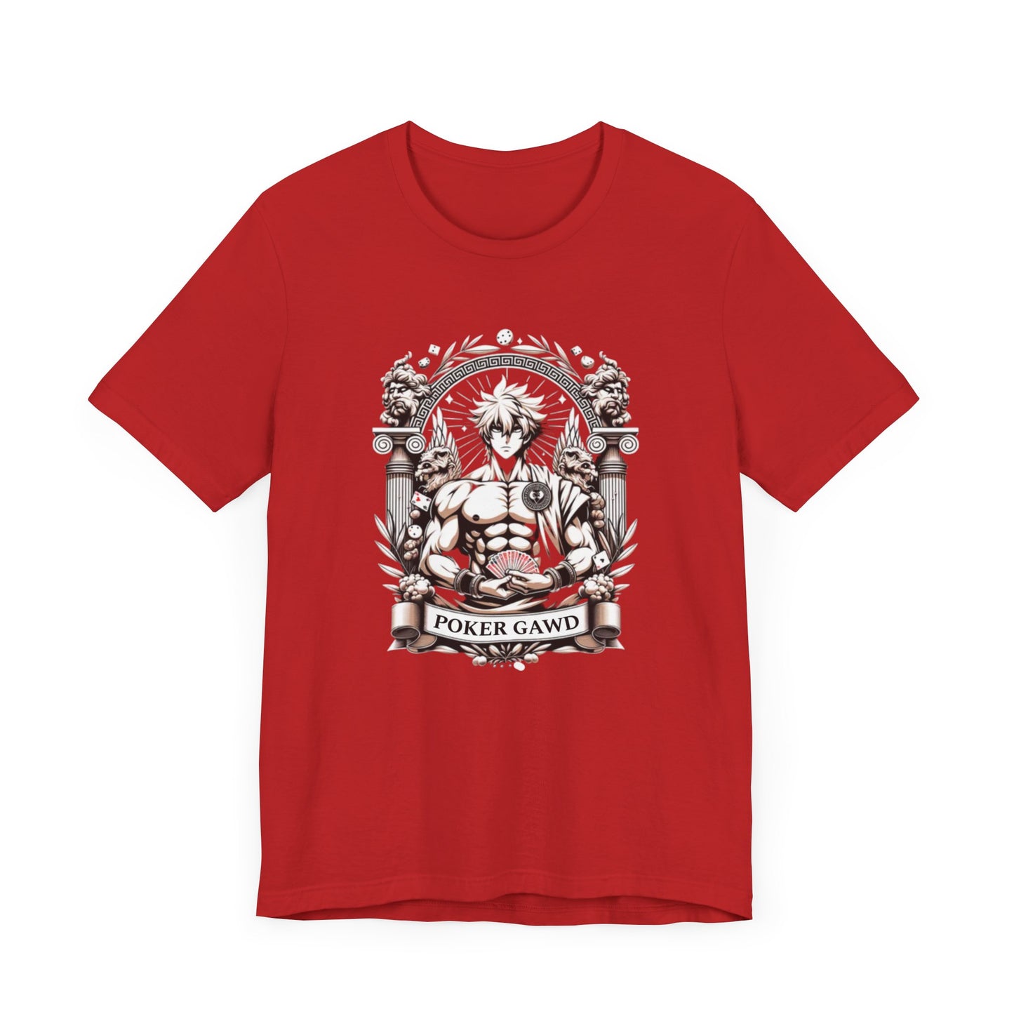 Poker Gawd Graphic t-shirt unisex short sleeve tee. For fashion, luck, poker players, and gamblers