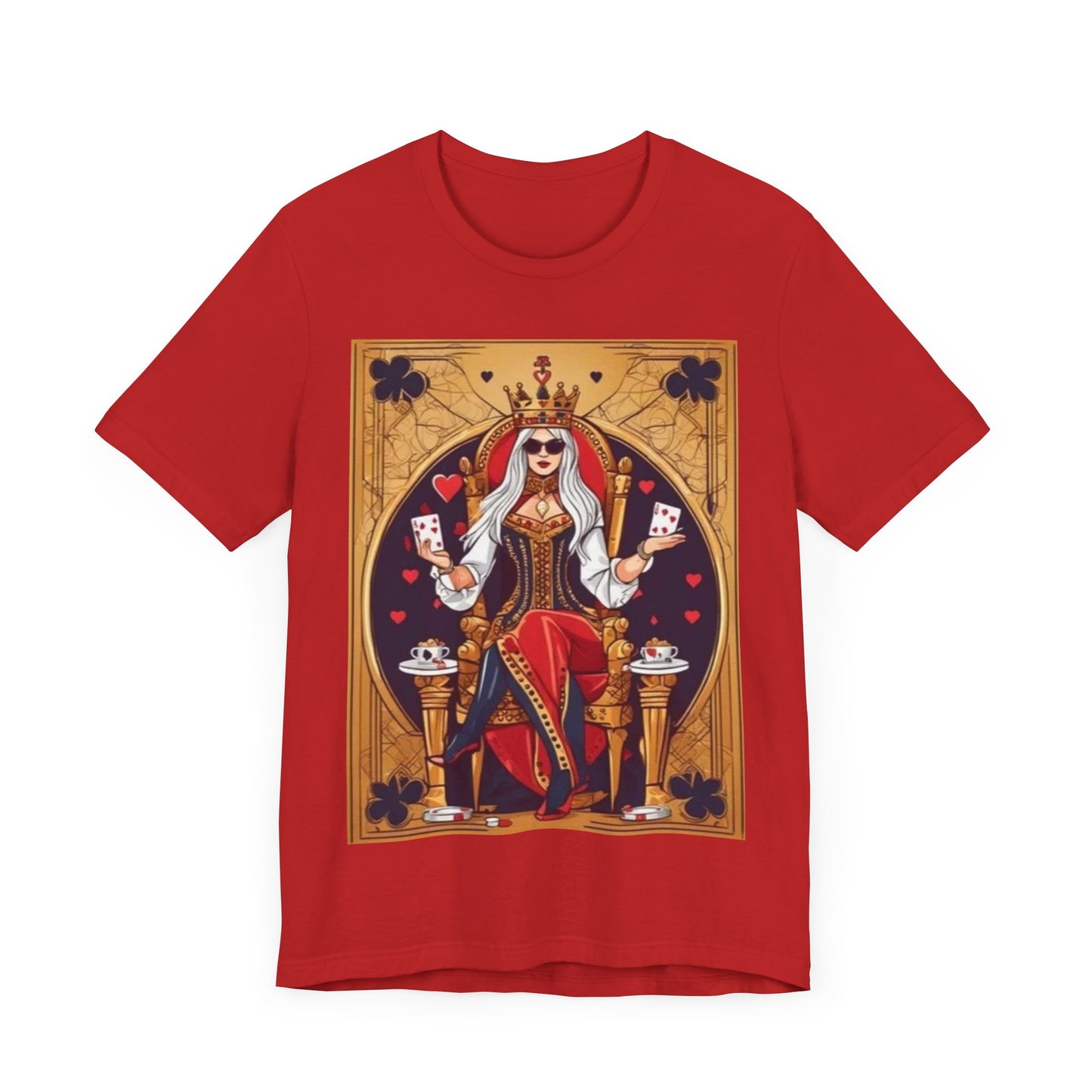 Card Queen Unisex Short Sleeve Tee. Lady luck, poker players, gamblers