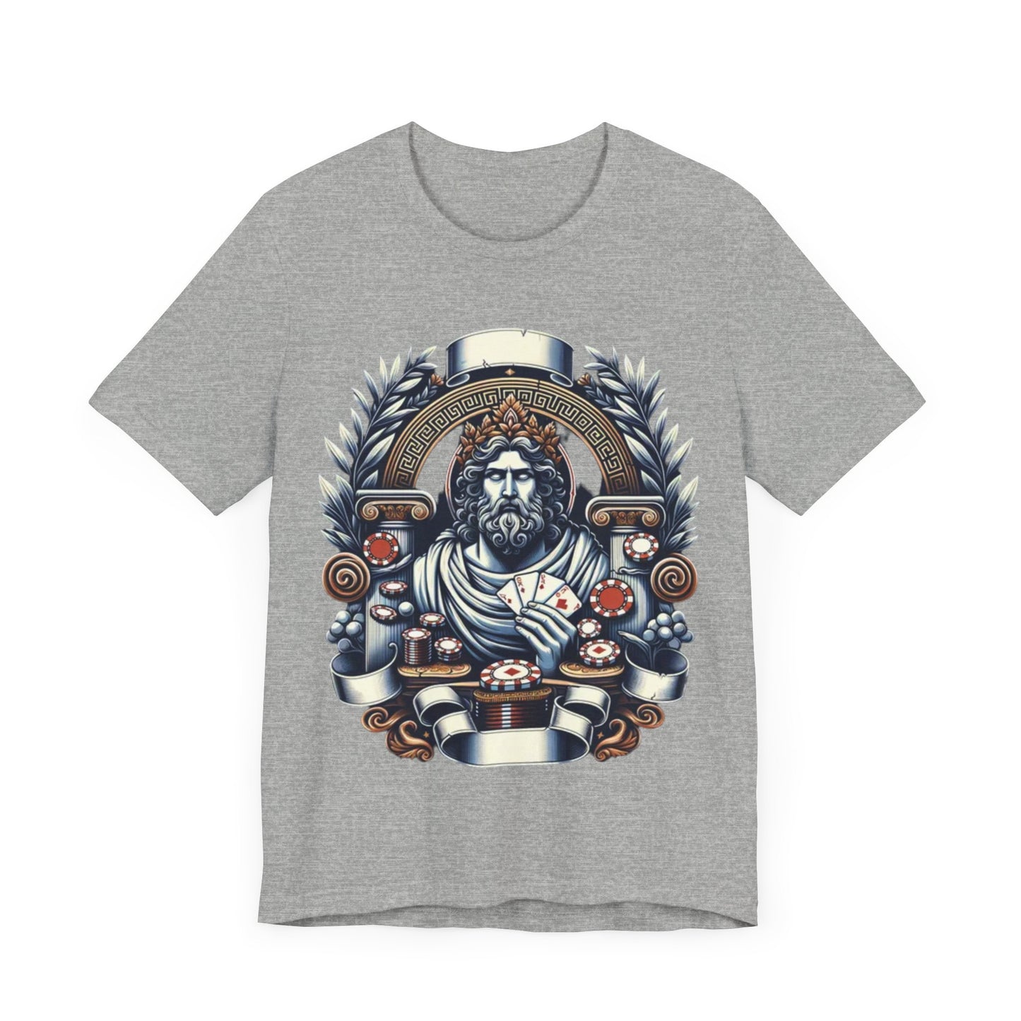 Poker Gawd Graphic t-shirt unisex short sleeve tee. For fashion, luck, poker players, and gamblers