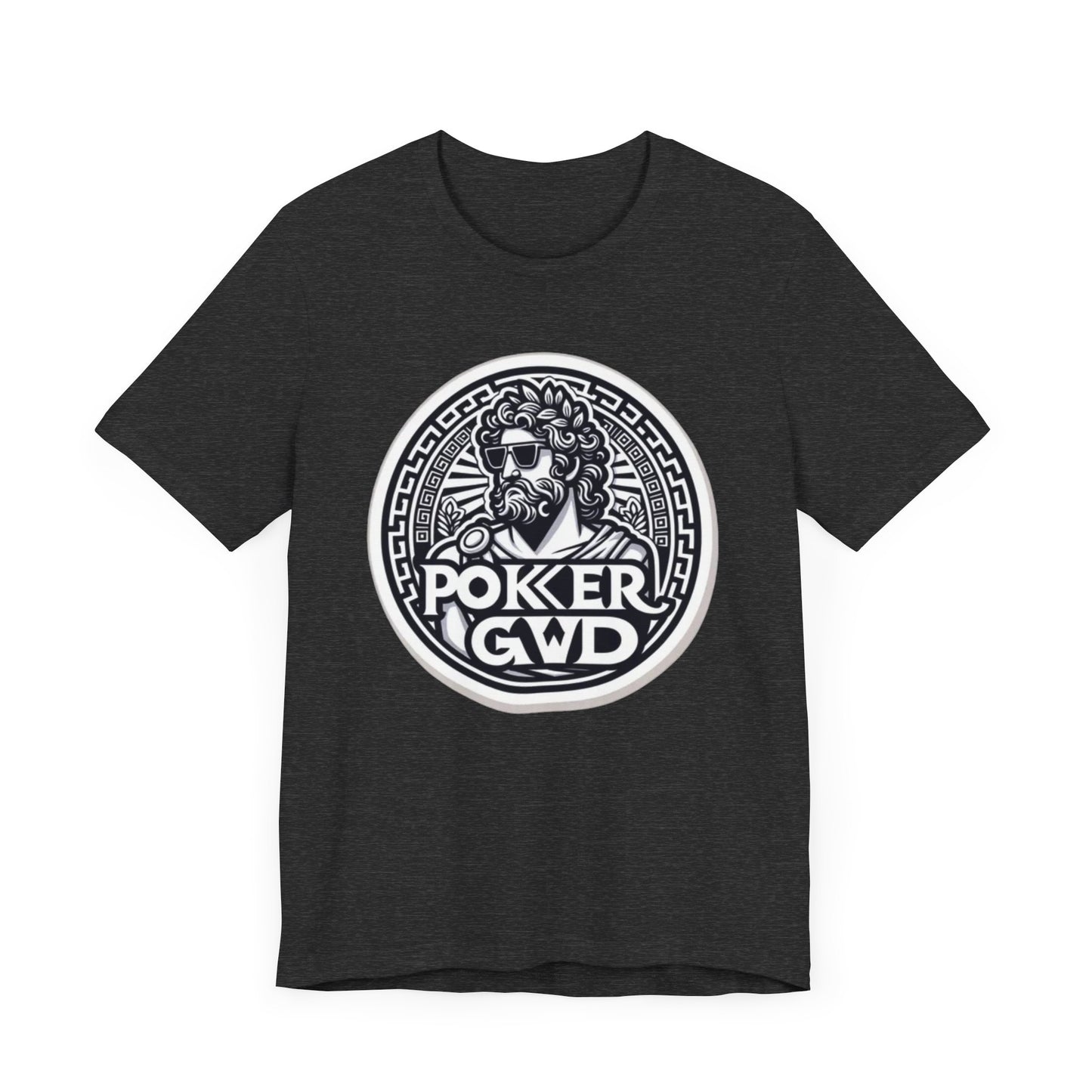 Poker Gawd Graphic t-shirt unisex short sleeve tee. For fashion, luck, poker players, and gamblers