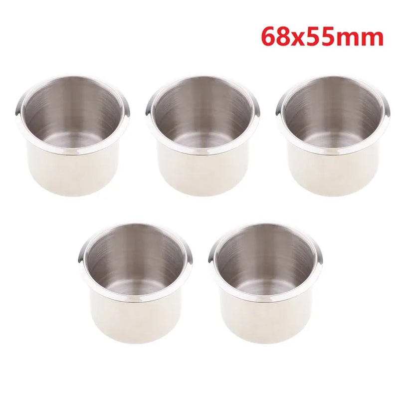Pack of 4 Stainless Steel Poker Table Cup Holder Inserts Recessed Cup Drink Holder for Car Boat Truck Water Bottle Holder