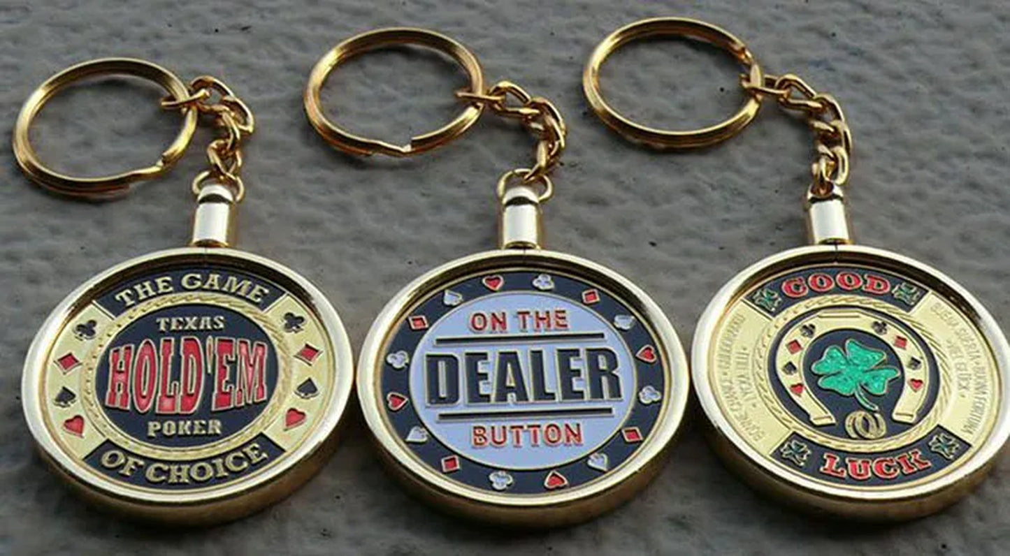 3Pcs Blank Key Ring Keychain for Poker Chips Poker Card Guard TEXAS HOLD'EM Poker Gift