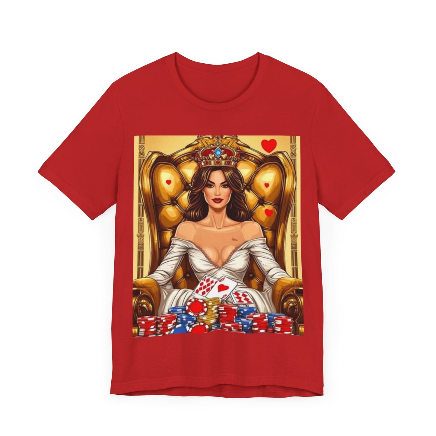 Card Queen Unisex Short Sleeve Tee. Lady luck, poker players, gamblers