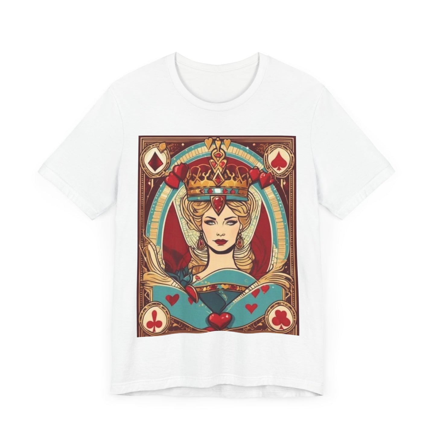 Gamblers Queen of Hearts Unisex Short Sleeve Tee, Lady Luck, Poker, Gambler