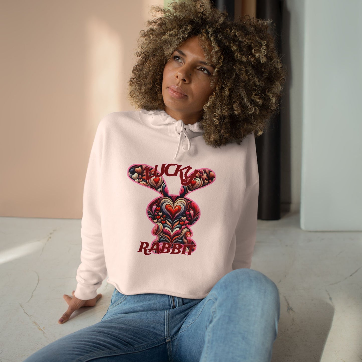 Ladies a Lucky RabbitCrop Hoodie