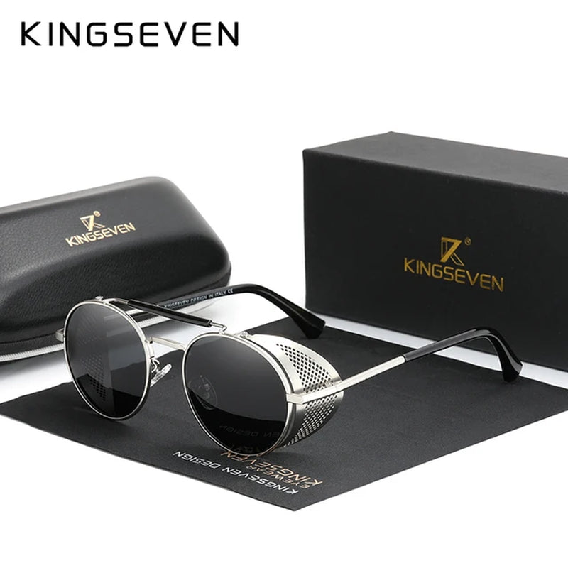 Genuine Retro round Steampunk Sunglasses Men Retro Women Sun Glasses Shades Vintage Travel Eyewear Gafas De Sol 7550