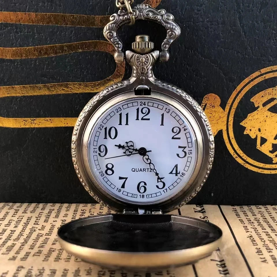 Vintage Bronze Poker Cartoon Quartz Pocket Watch the Best Gift for Children Men and Women
