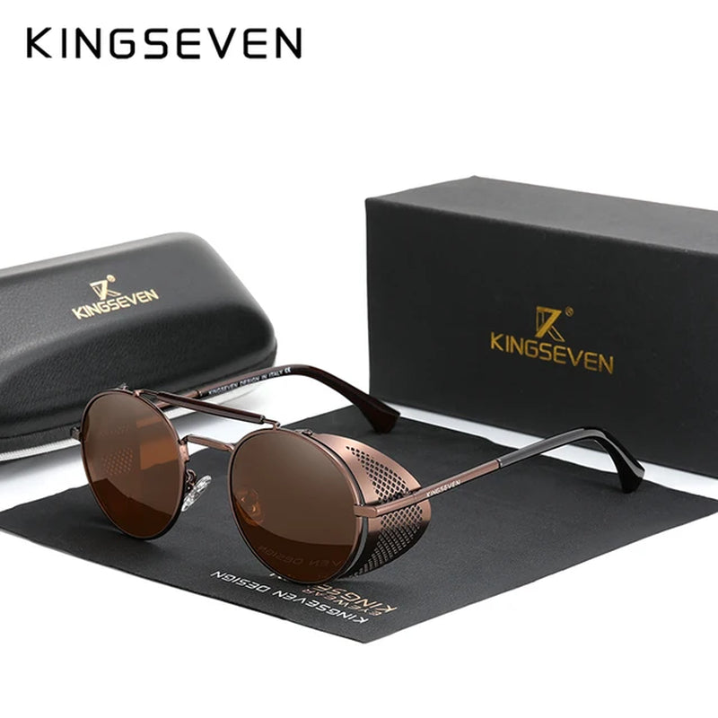 Genuine Retro round Steampunk Sunglasses Men Retro Women Sun Glasses Shades Vintage Travel Eyewear Gafas De Sol 7550