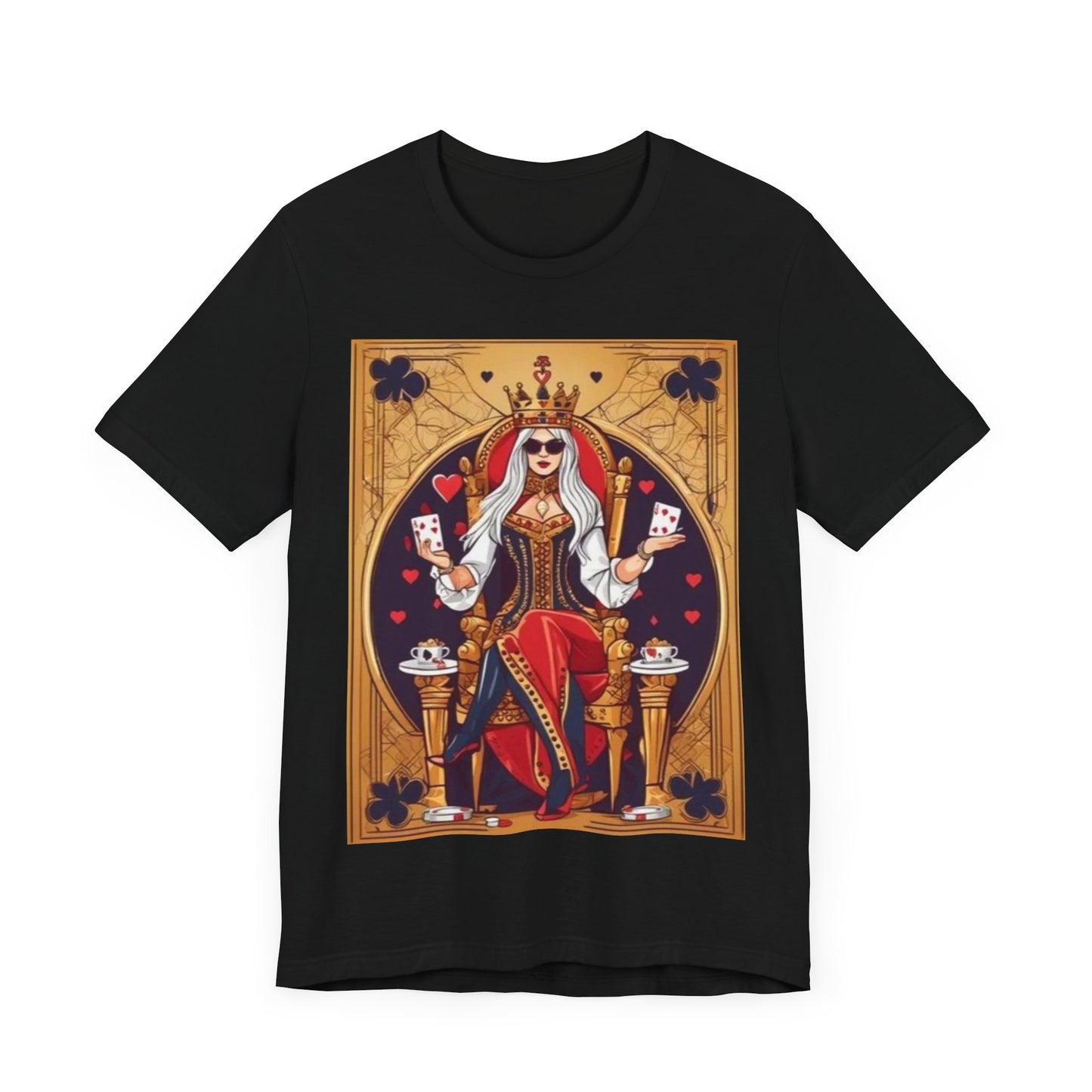Card Queen Unisex Short Sleeve Tee. Lady luck, poker players, gamblers
