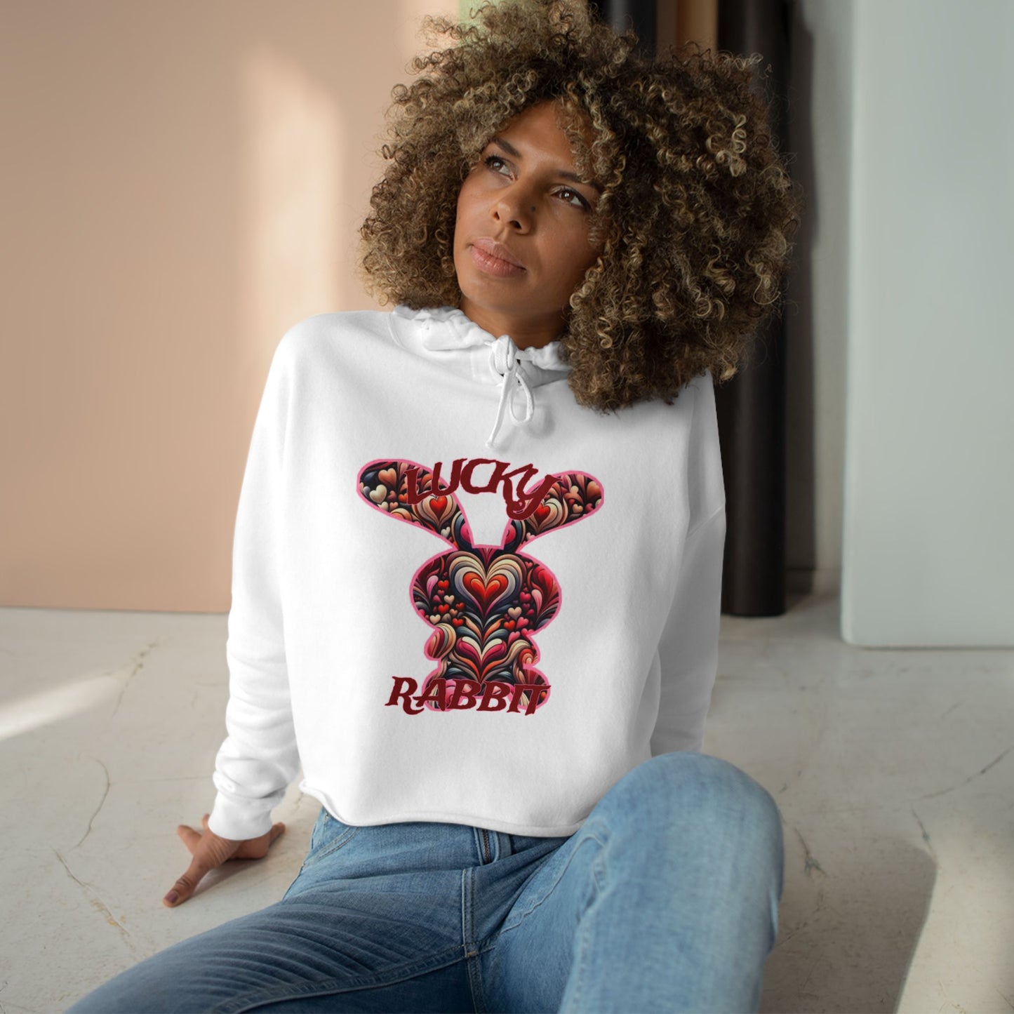 Ladies a Lucky RabbitCrop Hoodie