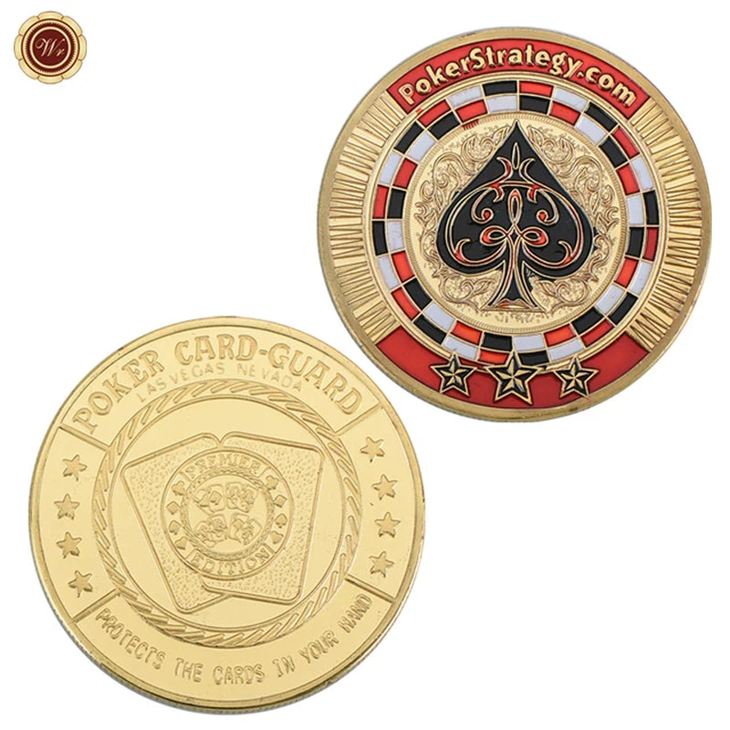 Metal Poker Coin Card Guard Protector Poker Cards Good Luck Challenge Coin Casino Chips Dealer Token Souvenir Collectible Gifts
