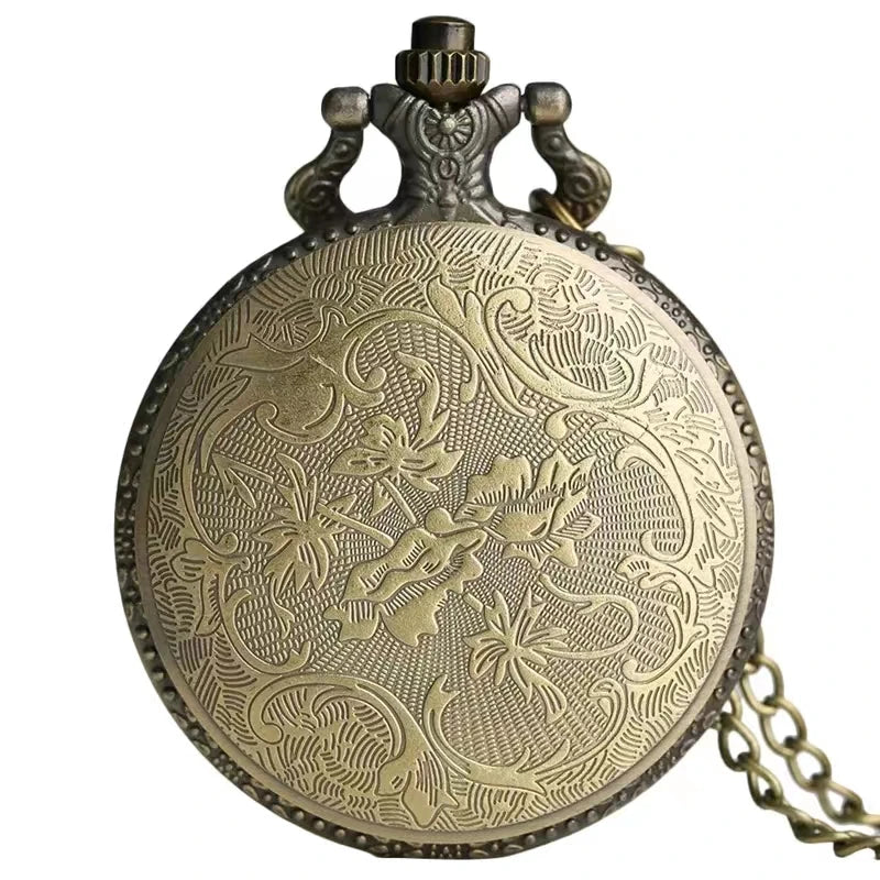 Vintage Bronze Poker Cartoon Quartz Pocket Watch the Best Gift for Children Men and Women
