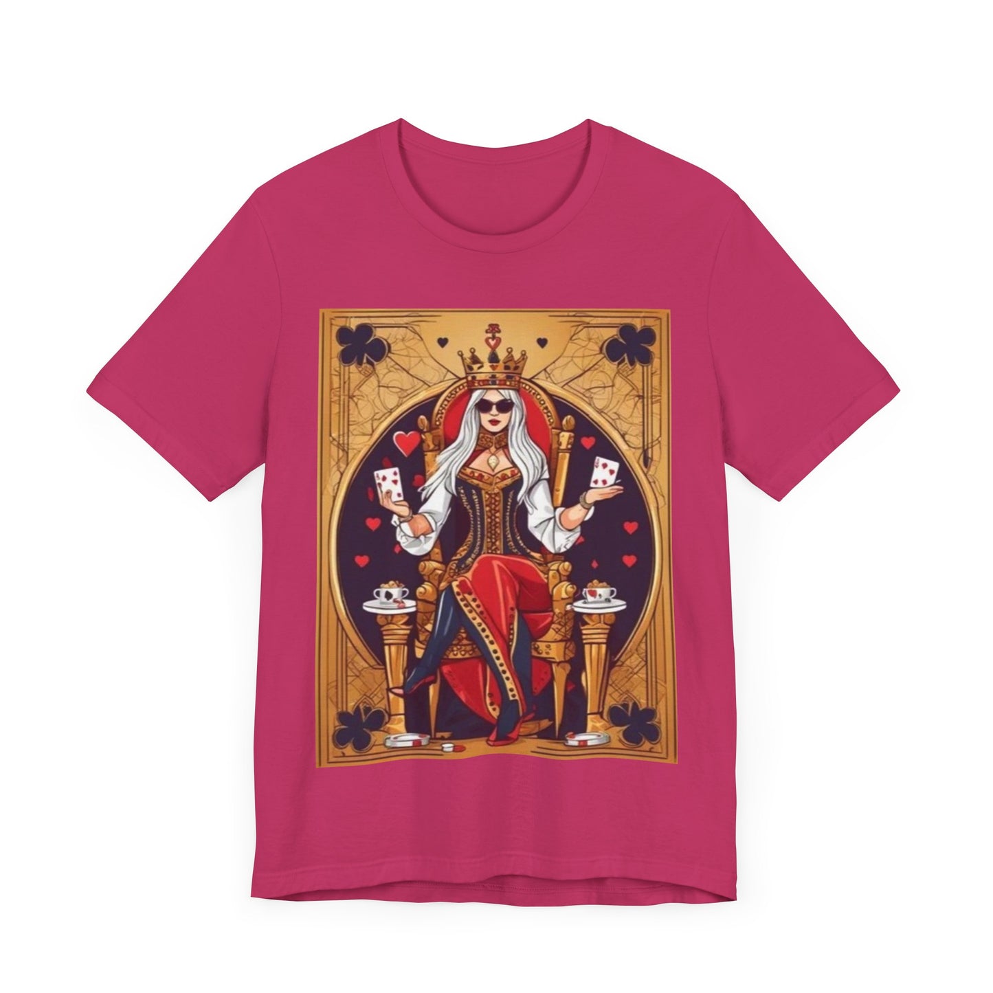 Card Queen Unisex Short Sleeve Tee. Lady luck, poker players, gamblers