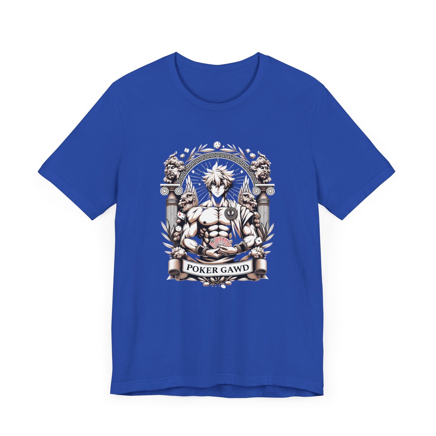 Poker Gawd Graphic t-shirt unisex short sleeve tee. For fashion, luck, poker players, and gamblers