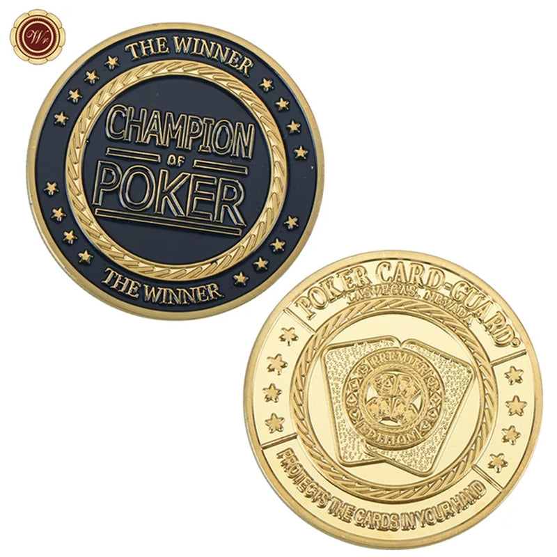 Metal Poker Coin Card Guard Protector Poker Cards Good Luck Challenge Coin Casino Chips Dealer Token Souvenir Collectible Gifts