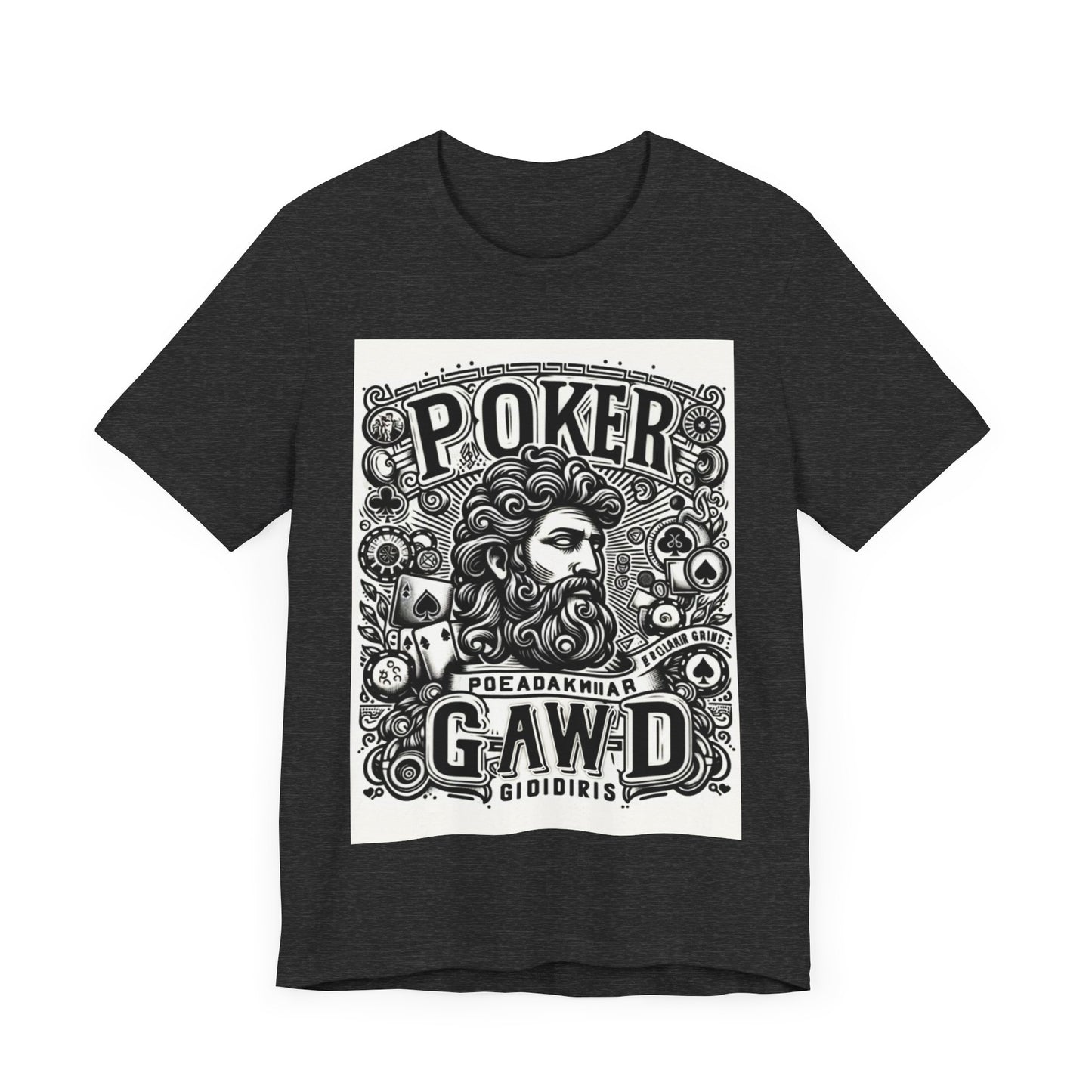 Poker Gawd Graphic t-shirt unisex short sleeve tee. For fashion, luck, poker players, and gamblers