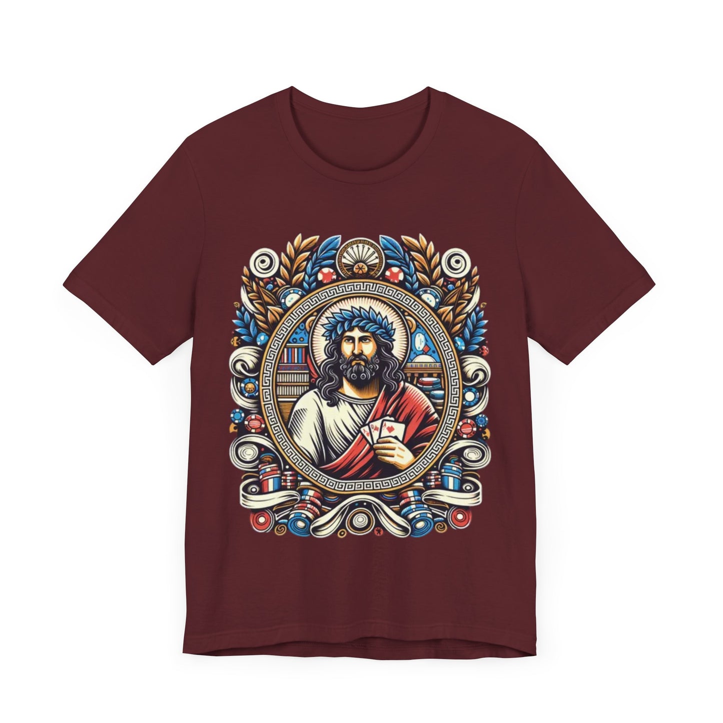 Poker Gawd Graphic t-shirt unisex short sleeve tee. For fashion, luck, poker players, and gamblers