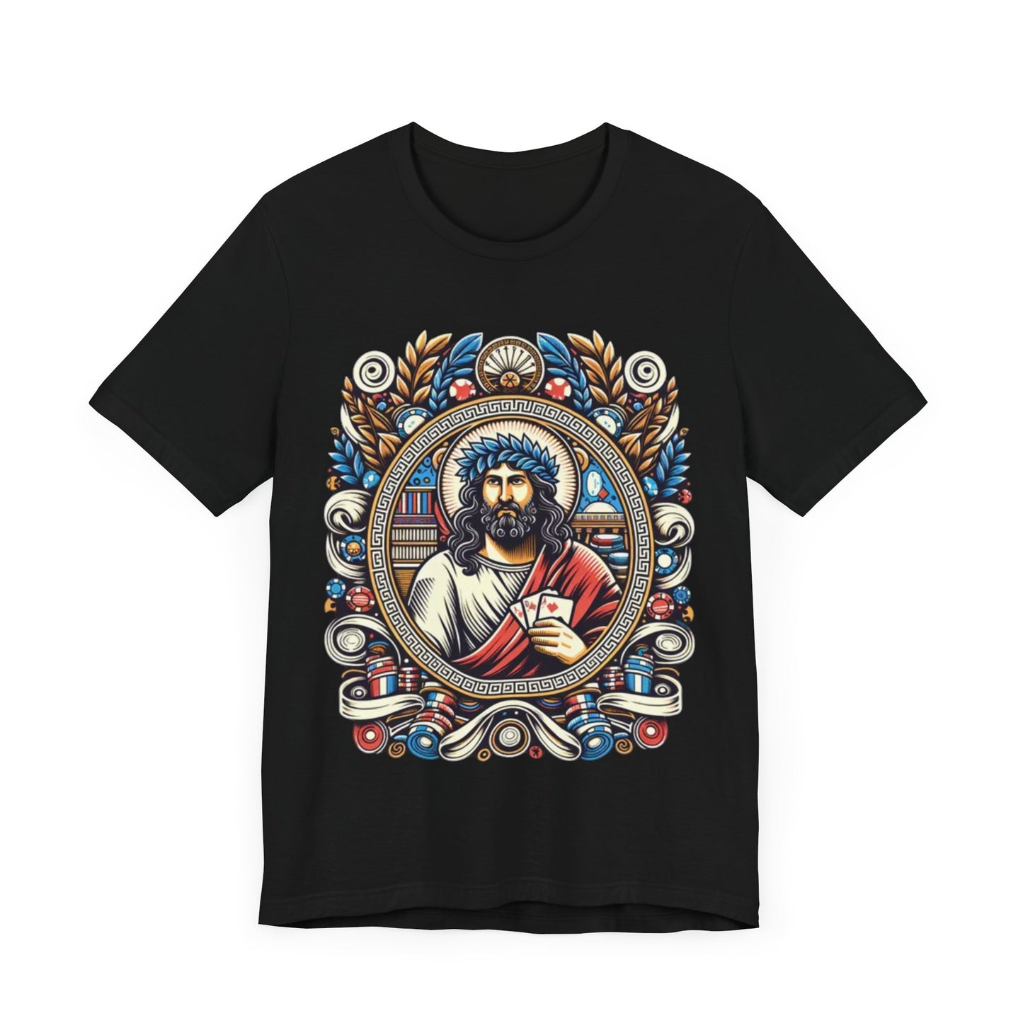 Poker Gawd Graphic t-shirt unisex short sleeve tee. For fashion, luck, poker players, and gamblers