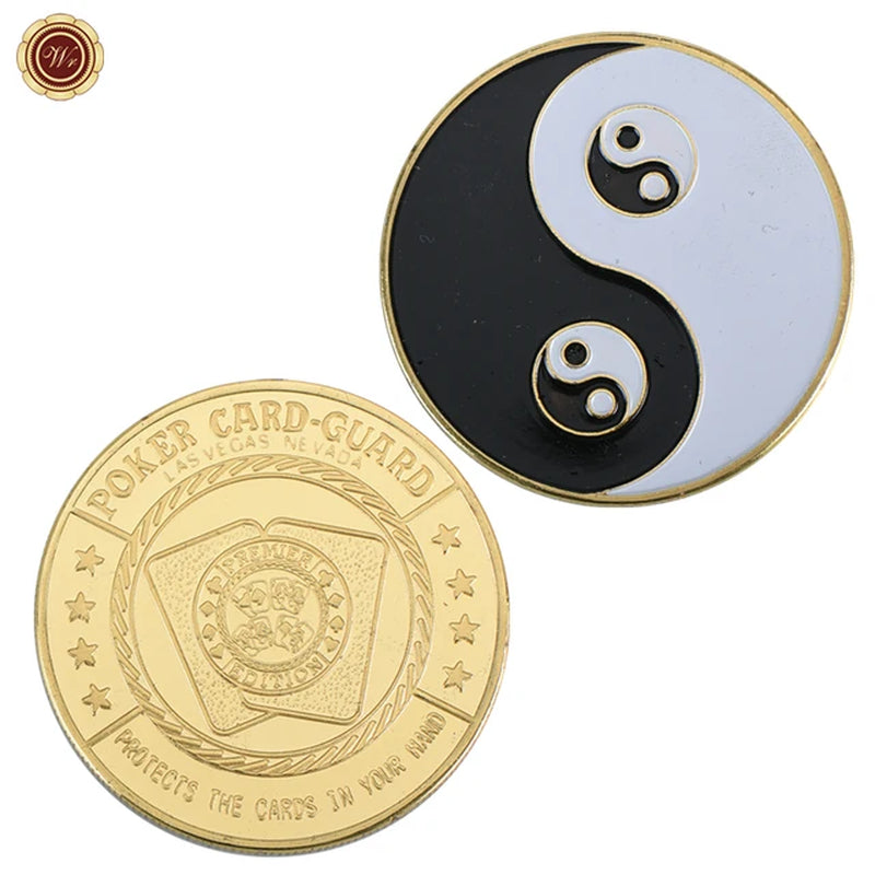 Metal Poker Coin Card Guard Protector Poker Cards Good Luck Challenge Coin Casino Chips Dealer Token Souvenir Collectible Gifts