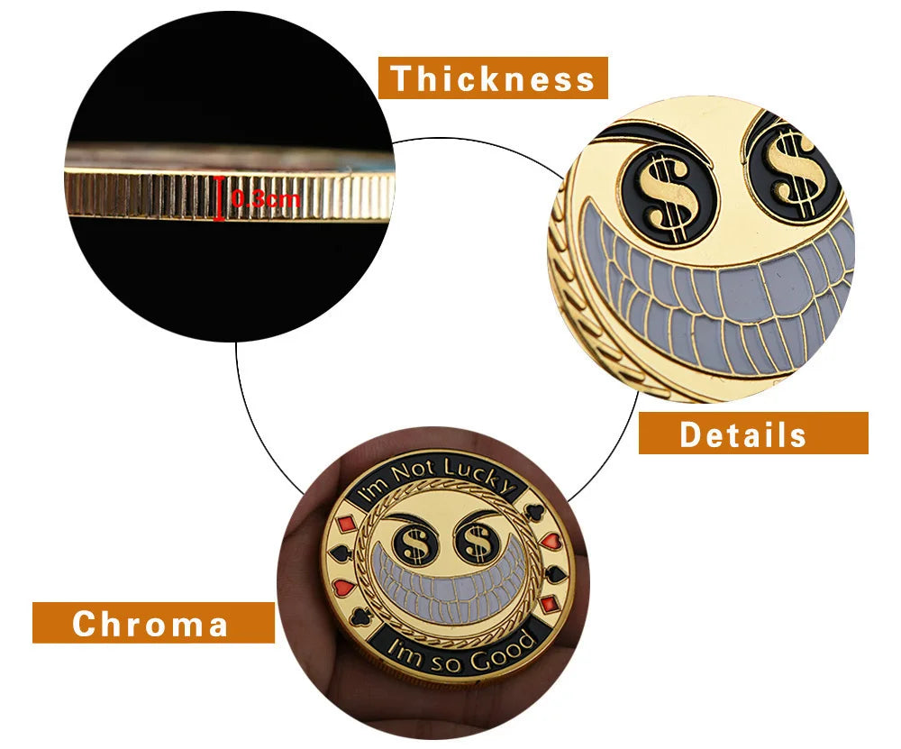Metal Poker Coin Card Guard Protector Poker Cards Good Luck Challenge Coin Casino Chips Dealer Token Souvenir Collectible Gifts