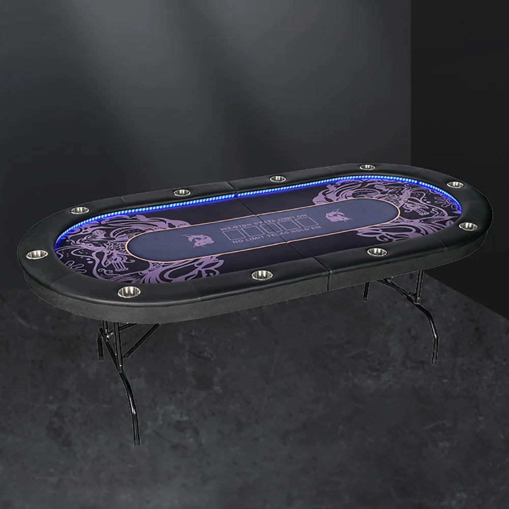 Texas Poker Table 213 * 106Cm Table Feet Foldable with LED Light Casino Texas Baccarat Price Discount