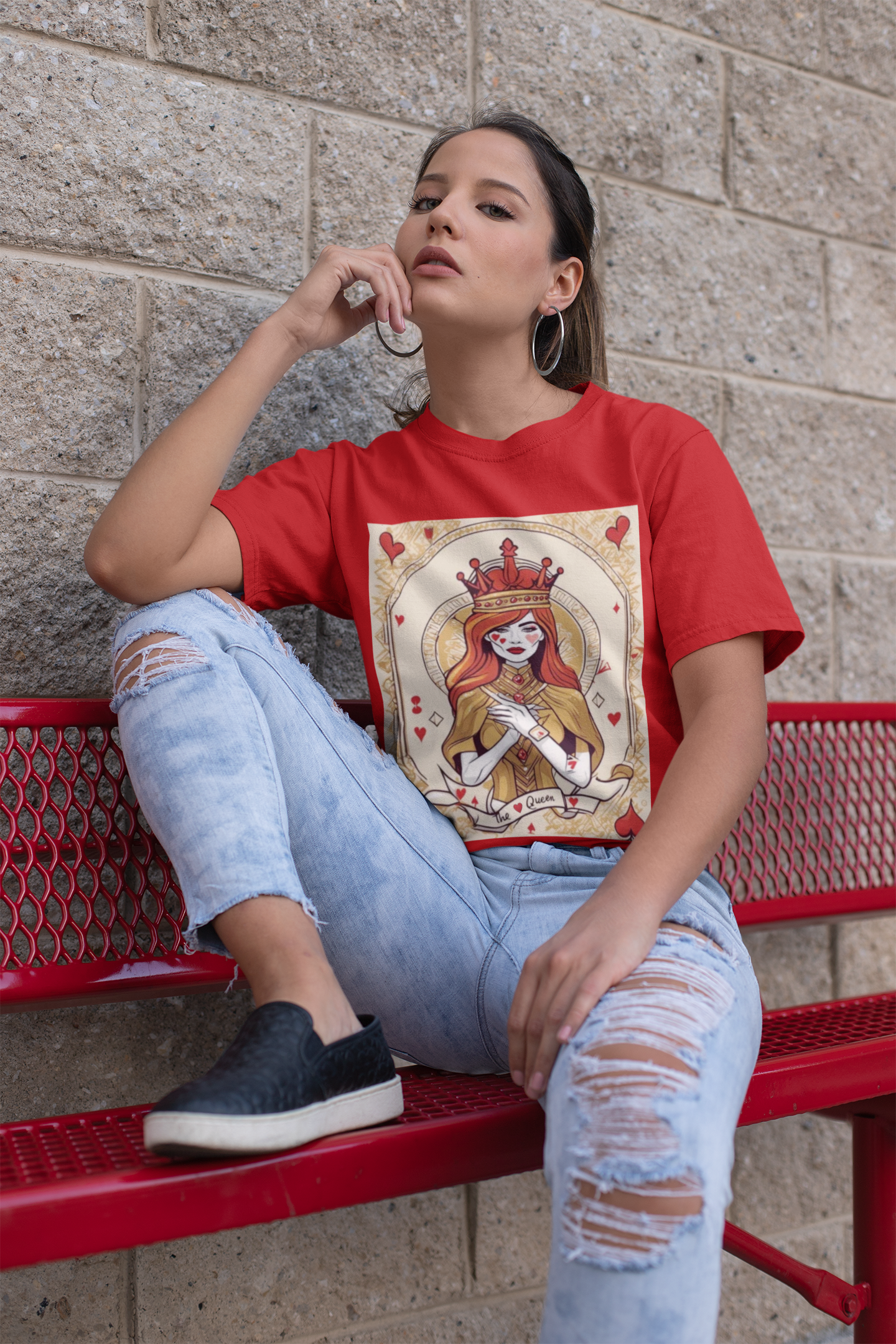 Queen of Hearts Unisex Short Sleeve Tee, Lady Luck, Poker, Gambler