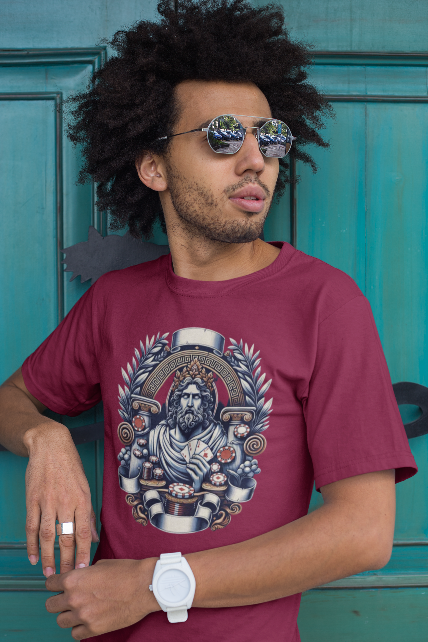 Poker Gawd Graphic t-shirt unisex short sleeve tee. For fashion, luck, poker players, and gamblers