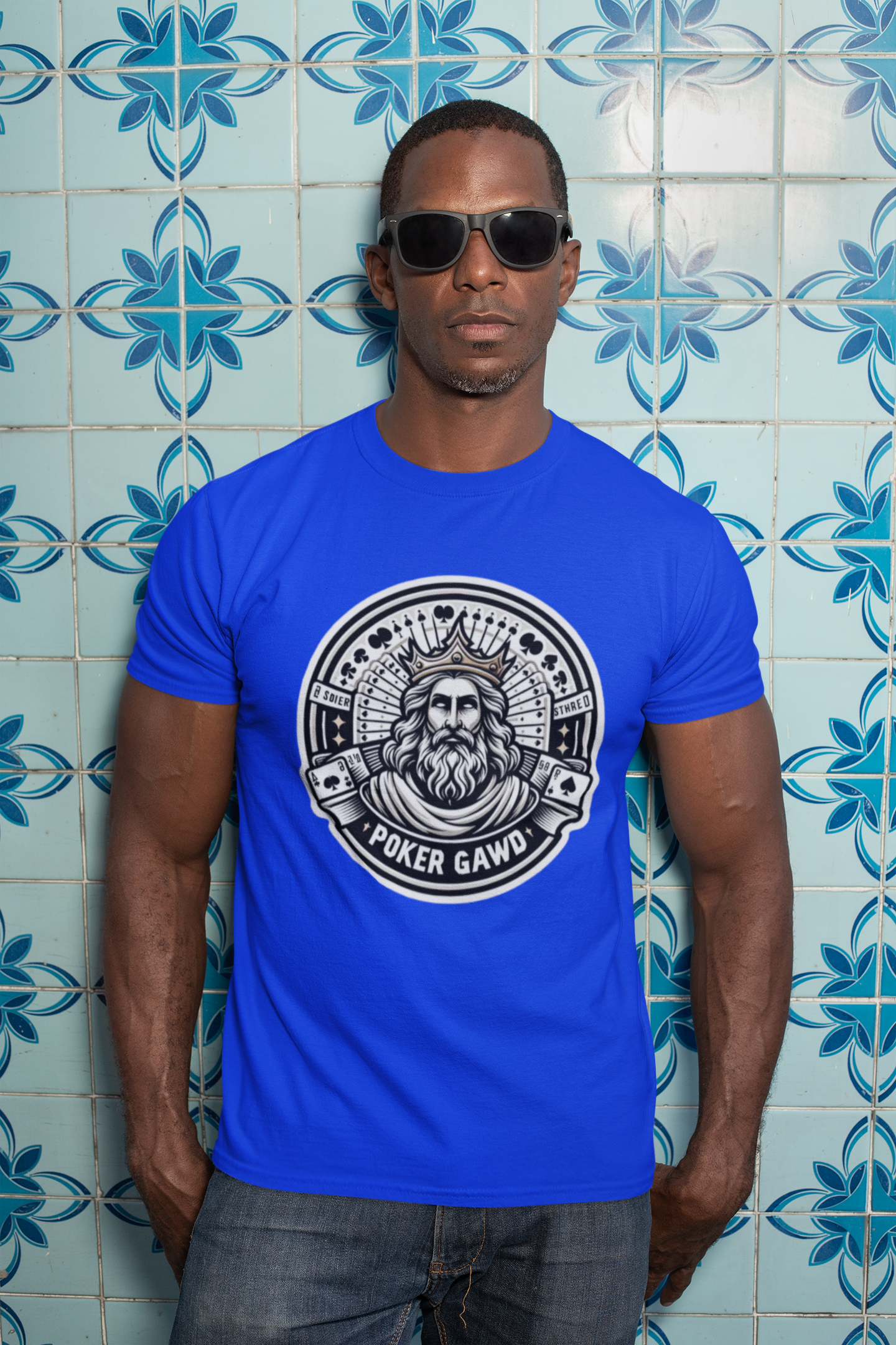 Poker Gawd Graphic T-shirt. For fashion, luck, poker players, and gamblers