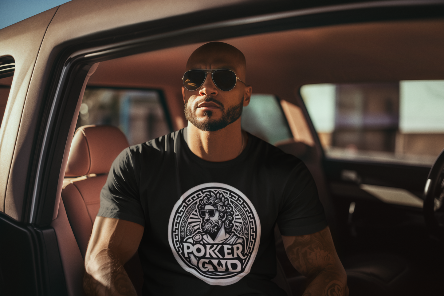 Poker Gawd Graphic t-shirt unisex short sleeve tee. For fashion, luck, poker players, and gamblers