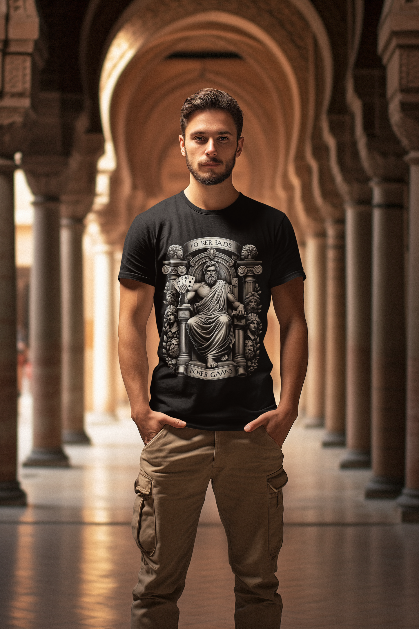 Poker Gawd Graphic t-shirt unisex short sleeve tee. For fashion, luck, poker players, and gamblers