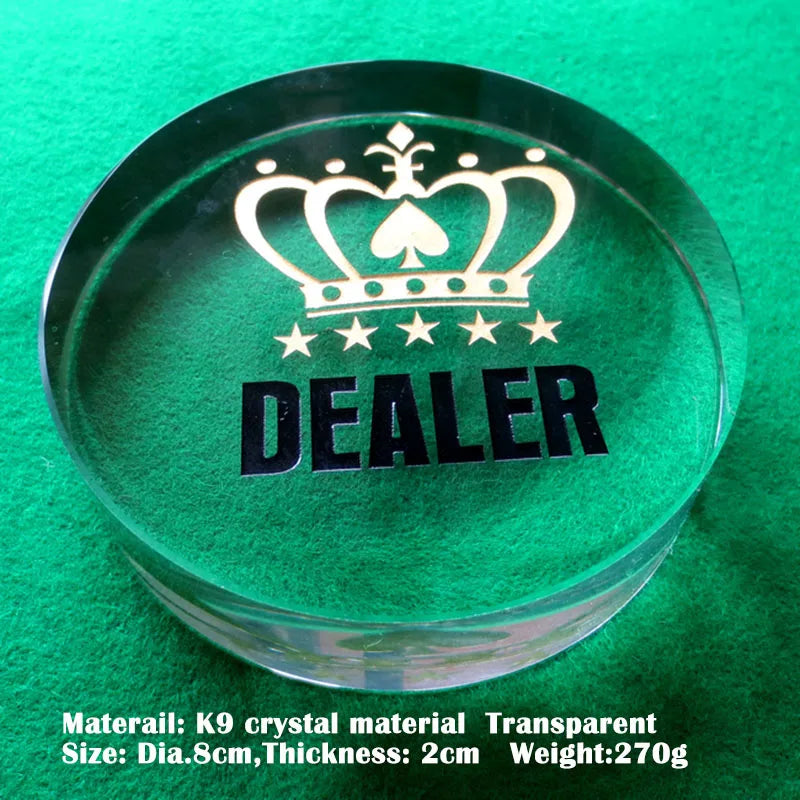 1Pc DEALER or ALL in Poker Button Texas Hold'Em Game DEALER Button Crystal
