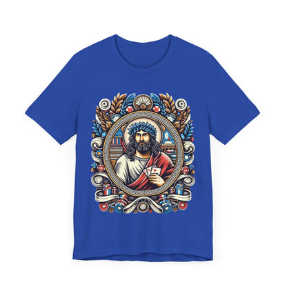 Poker Gawd Graphic t-shirt unisex short sleeve tee. For fashion, luck, poker players, and gamblers