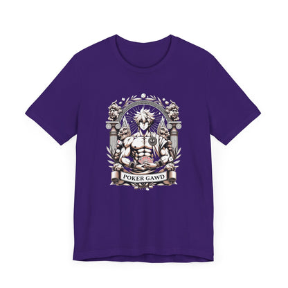 Poker Gawd Graphic t-shirt unisex short sleeve tee. For fashion, luck, poker players, and gamblers