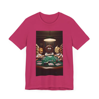 Poker Cake Pastelito Unisex Short Sleeve Tee. Lucky, good luck, poker players, gamblers. Pastel, pastelito, cake series