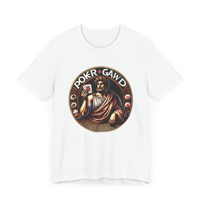 Poker Gawd Graphic t-shirt unisex short sleeve tee. For fashion, luck, poker players, and gamblers